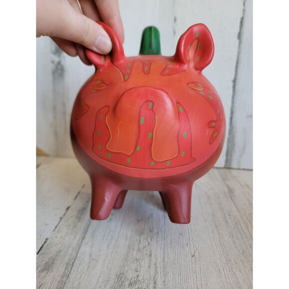 Vintage talavera Mexican tomato Piggy bank folk art vegetable - Picture 3 of 10